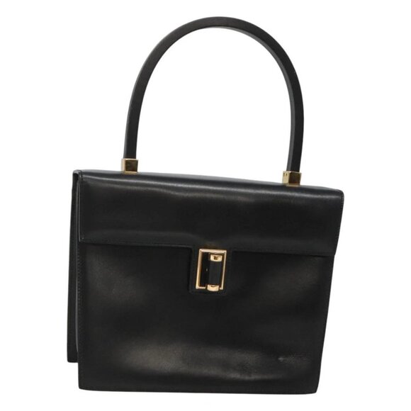GUCCI Hand Bag Leather Black Gold 000 46 0096
